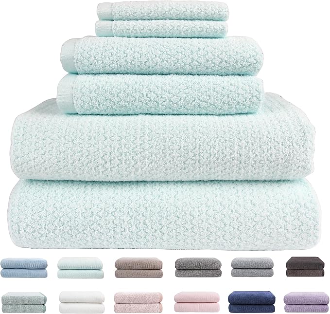 Everplush Diamond Jacquard 6 Pieces Bath Towel Set, Luxury Super Soft Oversized by Everplush