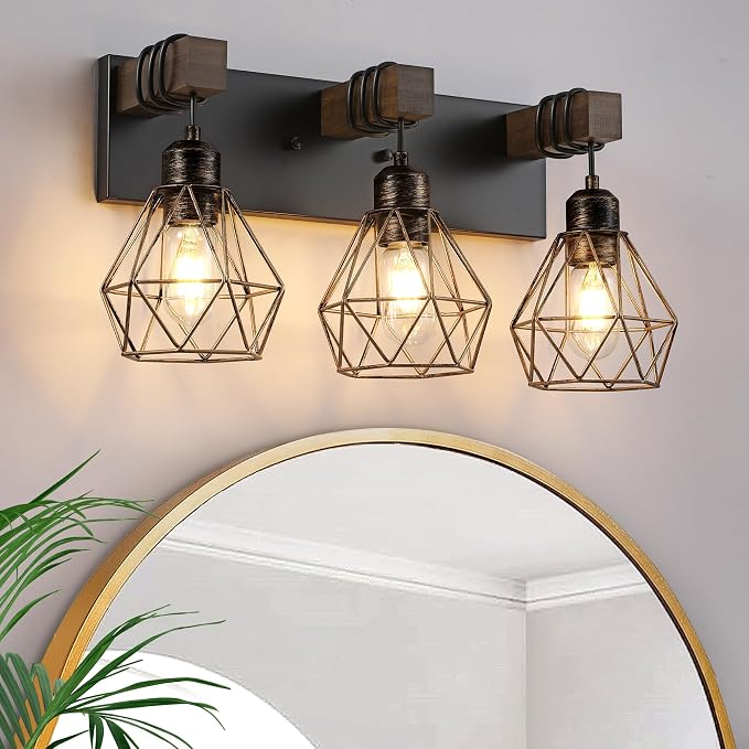 Farmhouse Bathroom Light Fixtures, 3-Light Bathroom Lighting Fixtures Over - Image 8