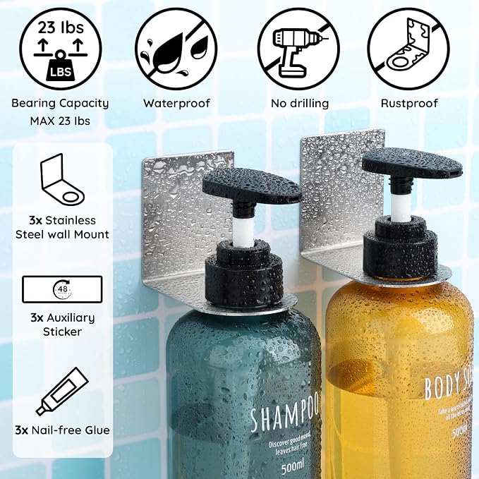 Segbeauty 3 Pcs Stainless Soap Bottle Dispenser Holder, Dia 1.3in 3.3cm - Image 3