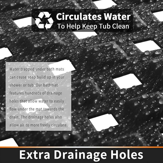 Yimobra Square Shower Mat Non Slip, Super Strong Suction Cups, Machine Washable - Image 3