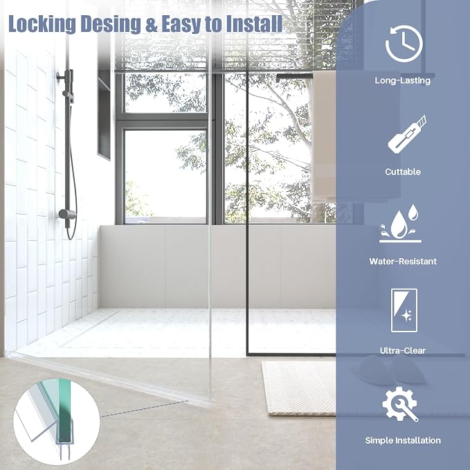 2-Pack Shower Door Bottom Seal, Ultra Clear Shower Door Seal Dtrip, Stop Shower - Image 3