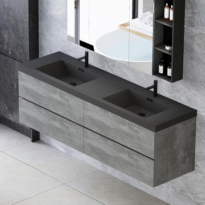 Floating Vanity Bathroom, 60 Inch Bathroom Vanity - Image 3