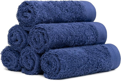 100% Cotton Washcloths Set 13” x 13” | Navy Blue Towels | Set of 6 Ultra Soft - Image 2