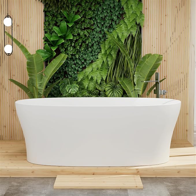 GIVINGTREE 63'' Freestanding Solid Surface Resin Stone Bathtub, Contemporary - Image 9
