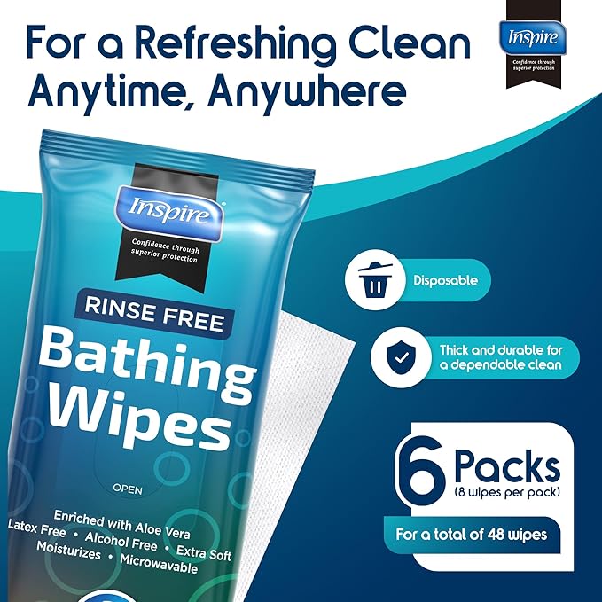 Body Wipes for adults bathing no rinse | Adult Wash Cloths Extra Large - Image 3