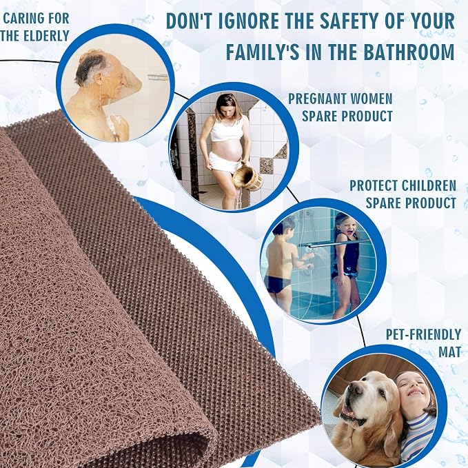 godehone Shower Mats Non Slip Without Suction Cups, PVC Loofah Bathroom Mats - Image 3