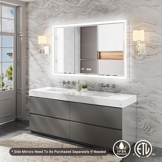 48x30 Beveled Lighted Medicine Cabinet - Image 9