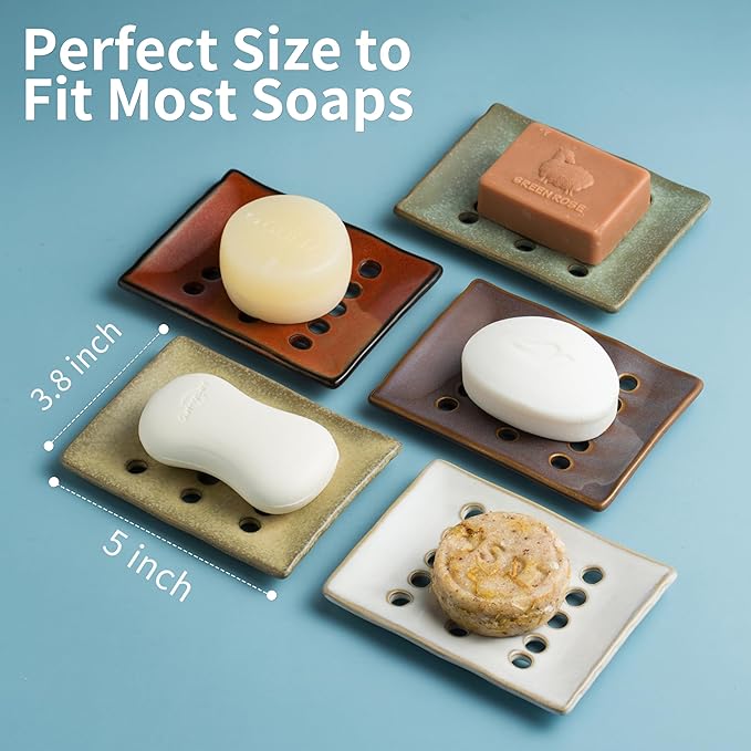 Soap Holder, Ceramic Soap Dish for Shower, Japanese Soap Tray - Image 2