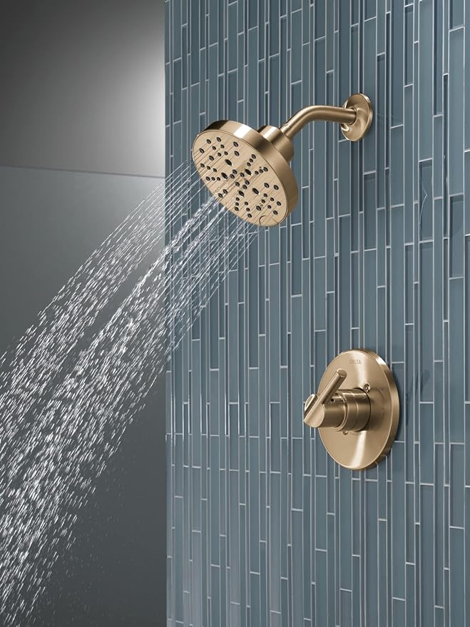 Delta Nicoli 14 Series H2Okinetic Shower Faucet Set, Brushed Gold Shower Head - Image 2