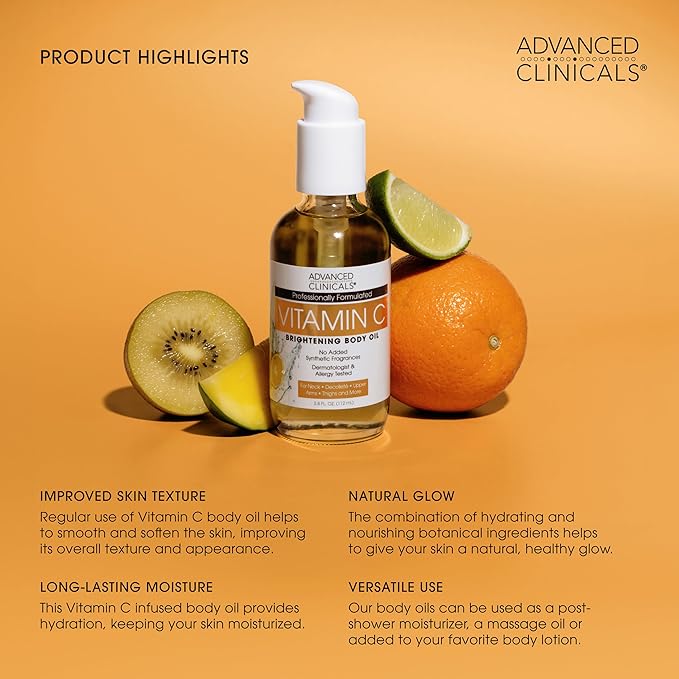 Advanced Clinicals Brightening Vitamin C Cream Moisturizer + Vitamin C Body Oil - Image 6