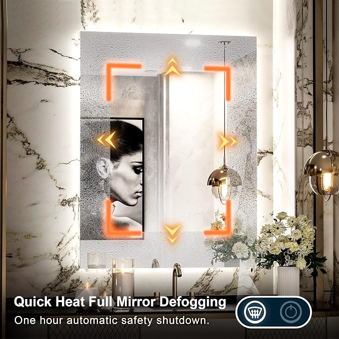 TETOTE 28 x 36 Inch LED Backlit Mirror Bathroom - Image 4