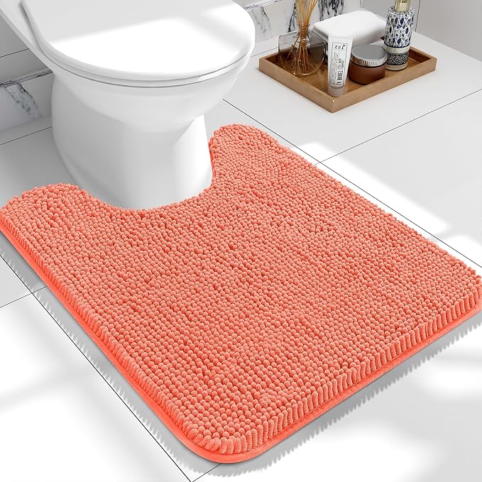 OLANLY Toilet Rugs U-Shaped 24x20, Extra Soft Absorbent Chenille Contour by OLANLY