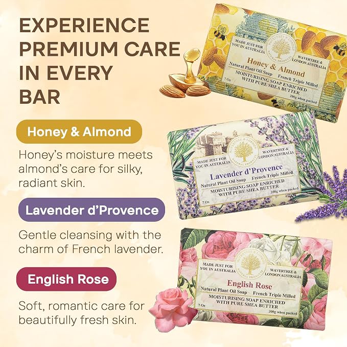 Wavertree & London Natural Soap Bars Gift Set, 7 Oz Assorted Scented Bar Soap - Image 2