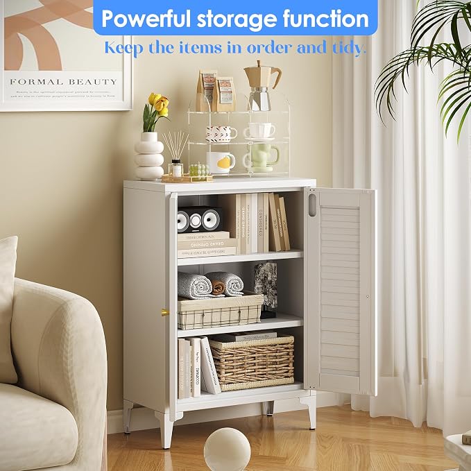 34" H Metal Pantry Cabinet, Kitchen Pantry Storage Cabinets - Image 4