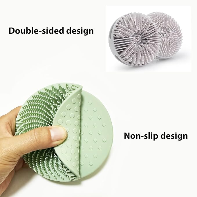 2 PC Silicone Exfoliating Body Scrubber, Silicone Body Shampoo Brush, Soft - Image 4