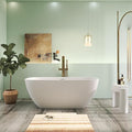 59" Premium Matte White Solid Surface Freestanding Bathtub, Upgraded Modern by HIGEINE