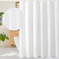 Gibelle White Shower Curtain, 3D Embossed Textured Herringbone Fabric Modern by Gibelle