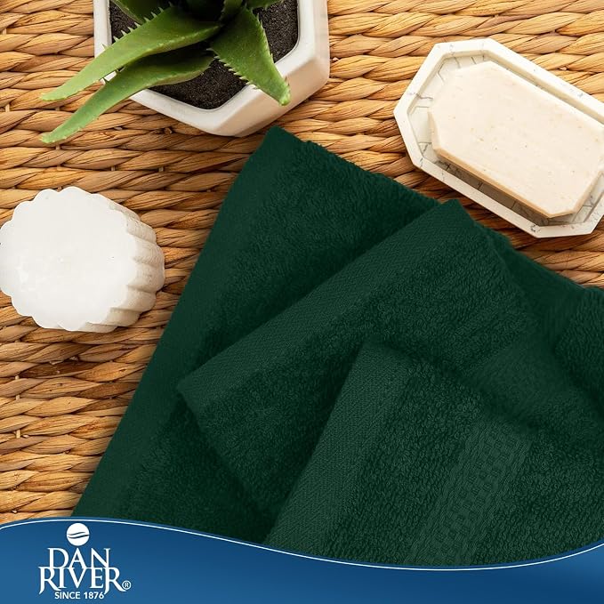 DAN RIVER 100% Ring Spun Cotton 3-Piece Towel Set, Hunter Green, Bath Towel - Image 8