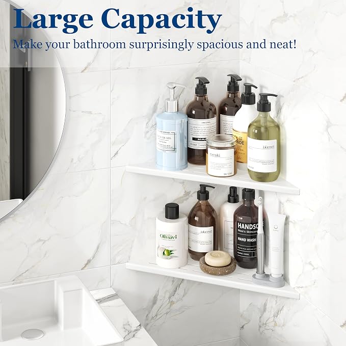 Corner Shower Shelves, 12” Recessed Tile Shower Shelf, 304 Stainless Steel - Image 4
