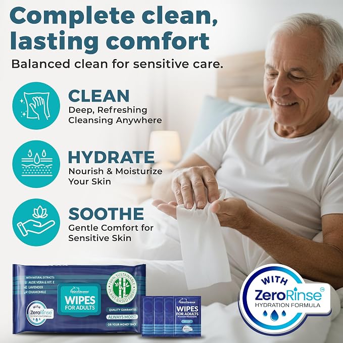 XL Bath Wipes for Adults No Rinse – 100 Count + 8 Travel Body Wipes, After - Image 3