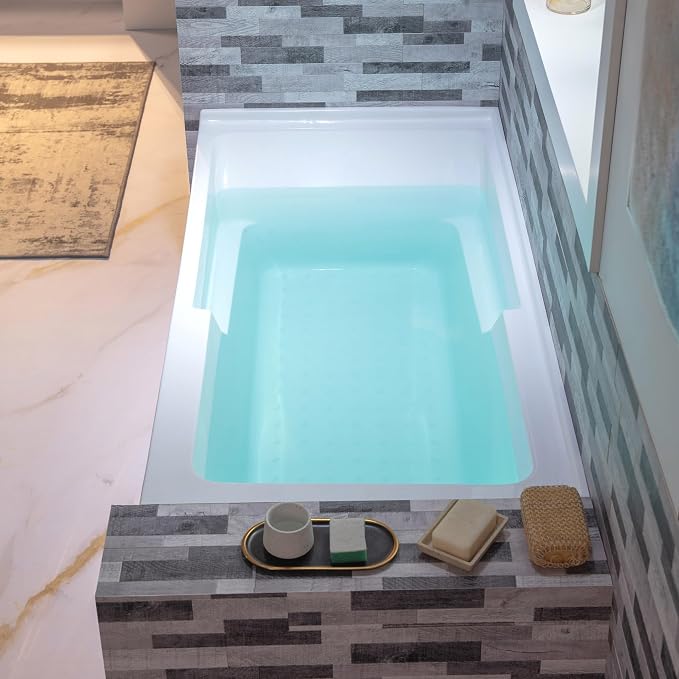 WOODBRIDGE 60" Acrylic Rectangular Alcove Soaking Bathtub in White - Image 9