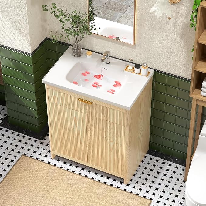 24 Inch Bathroom Vanity with Sink, Bathroom Vanity Cabinet with Single Sink - Image 3