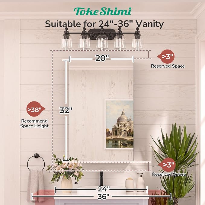TokeShimi 20 x 32 Recessed Medicine Cabinet Mirror Surface Mount Aluminum - Image 4