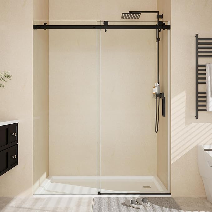 Frameless Sliding Shower Door, 44-48 Inches Wide x 76 Inches High, Features by IDEALHOUSE