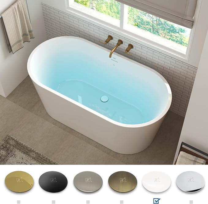 FerdY Shangri-La 55" Acrylic Freestanding Bathtub, Ergonomic Lightweight - Image 4