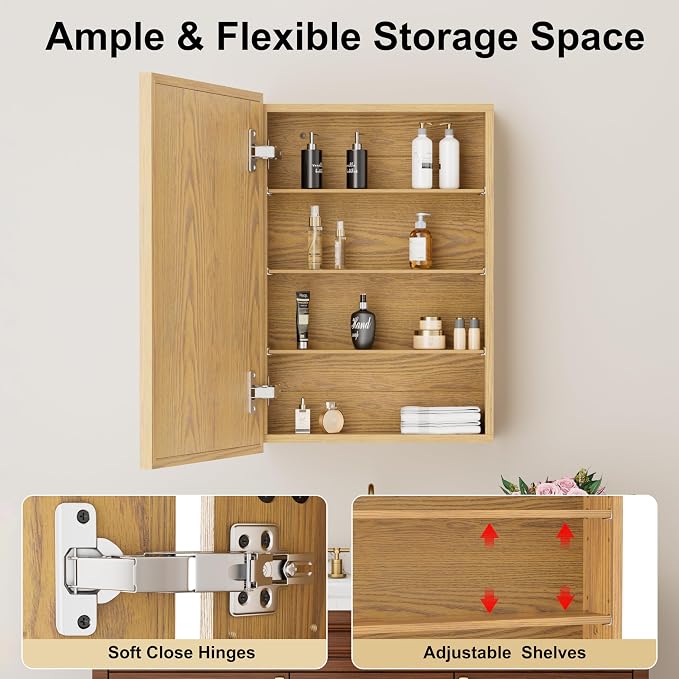 24x30 Inch Wood Medicine Cabinet - Image 4