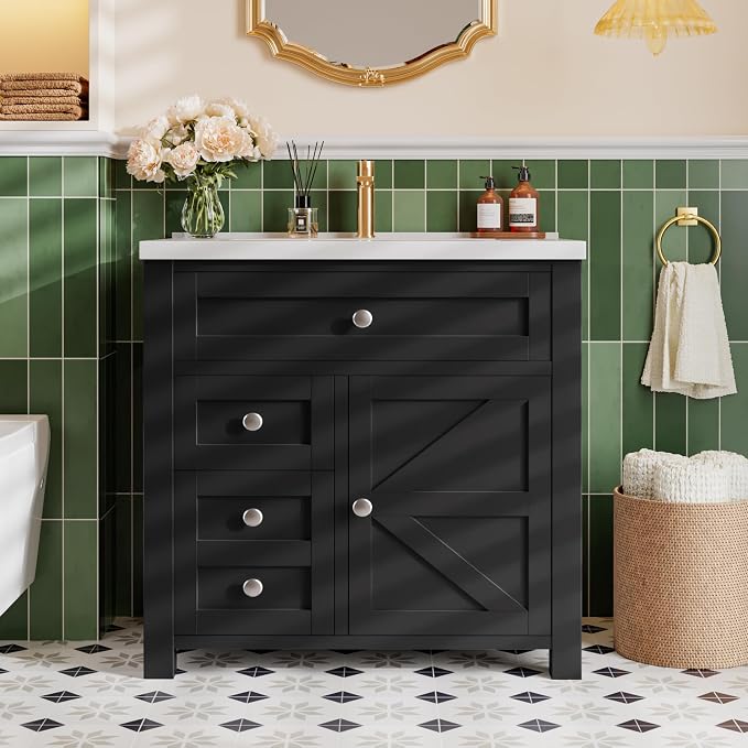 YESHOMY Bathroom Vanity with 30" Sink, Modern Wood Pedestal Bathroom Spacious - Image 7