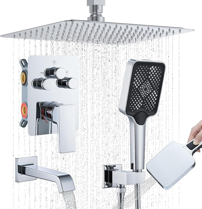 Bathtub Shower Faucet Set with Pressure Balance Valve by Woindo