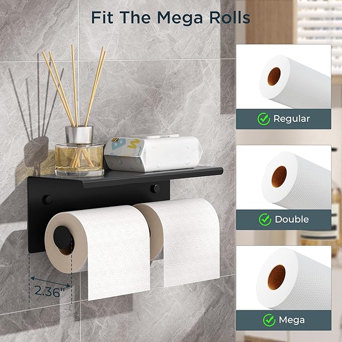 FORIOUS 2 Pack Double Toilet Paper Holder - Image 4