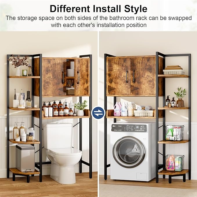 K2 Heavy Duty 7-Tier Over The Toilet Storage Cabinet（With Magnetic Doors & - Image 5