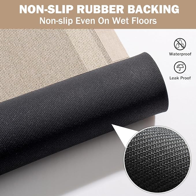 Non Slip Long Bath Mat Bathroom Runner, Rubber Backing Ultra Thin Bathroom Rugs - Image 4