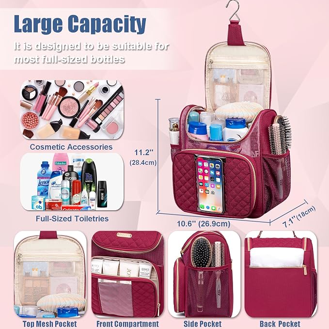 Large Toiletry Bag for Women Men, Portable Shower Caddy For College Dorms - Image 4