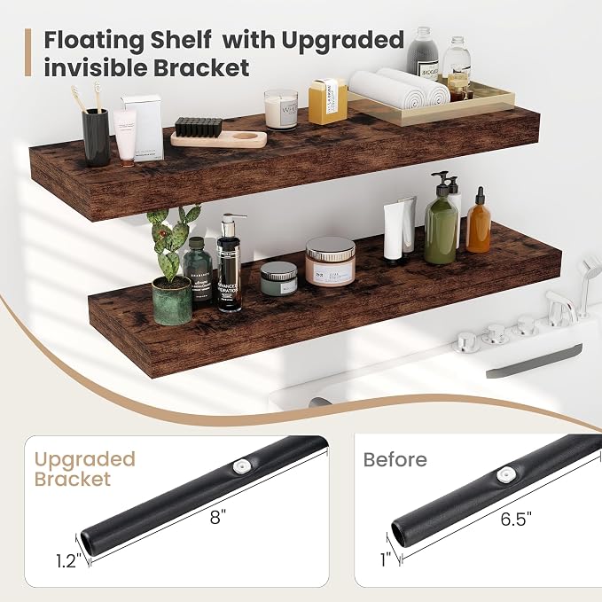 Heimlove 12 Inch Deep Floating Shelves, 48 x 12 inches Long Wall Shelf - Image 4