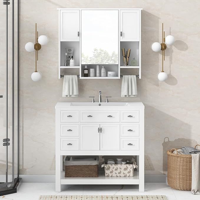Bathroom Medicine Cabinet, Wall Mounted Bathroom Storage Cabinet - Image 4