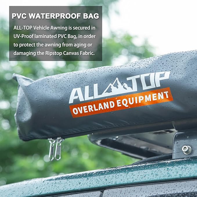ALL-TOP Vehicle Awning 6.6'x8.2' Roof Rack Pull-Out Sun Shade UV50+, - Image 4