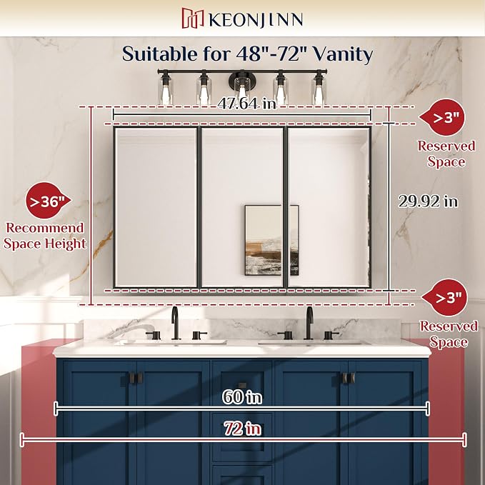 Keonjinn 48” x 30” Medicine Cabinets - Image 3