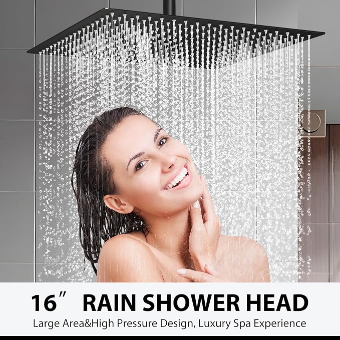 Rain Shower Head, 16 Inches Large Rainfall Shower Head, 304 Stainless Steel Made - Image 9
