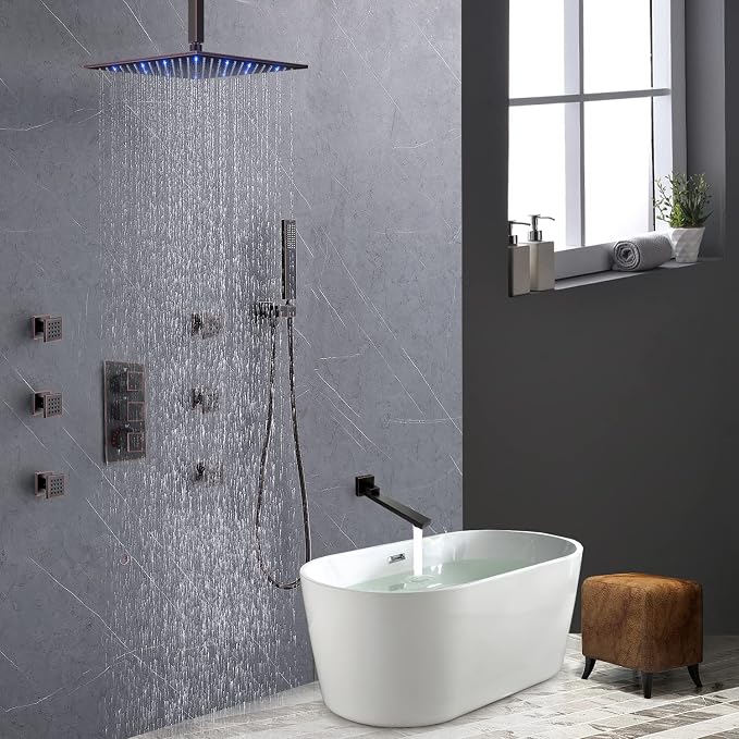 Oil Rubbed Bronze Thermostatic Shower System 4 Way Full Body Shower System - Image 2