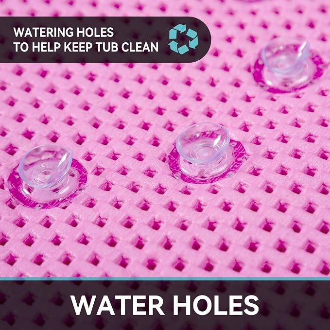 Bathtub Mat Non Slip 36” X 17” Pink Shower Mat Soft Foam Bath Mats - Image 3