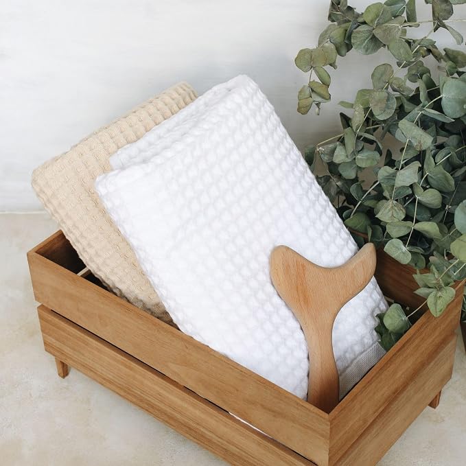 sea me at home Waffle Bath Sheet Set, 100% Turkish Cotton, Includes 1 Bath Sheet - Image 7