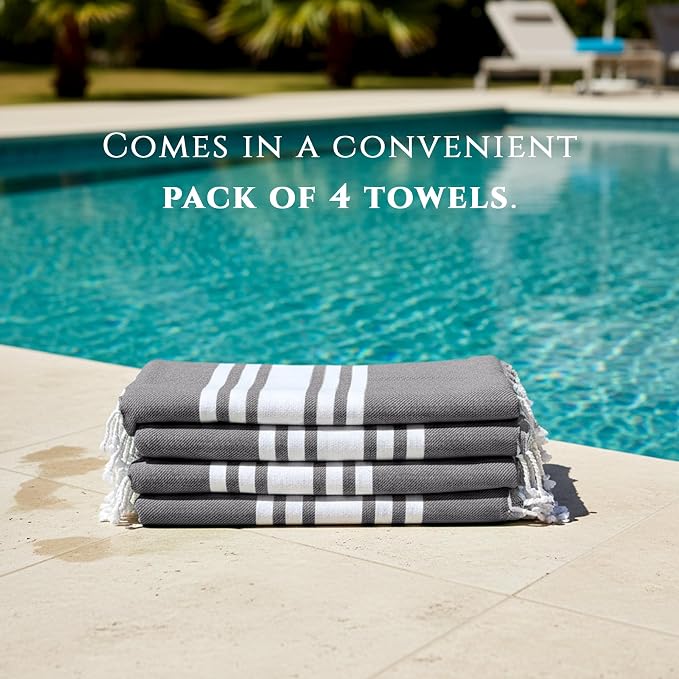 Turkish Cotton Beach Towel Pack of 4 & 1 Boho Tote Bag - Image 5