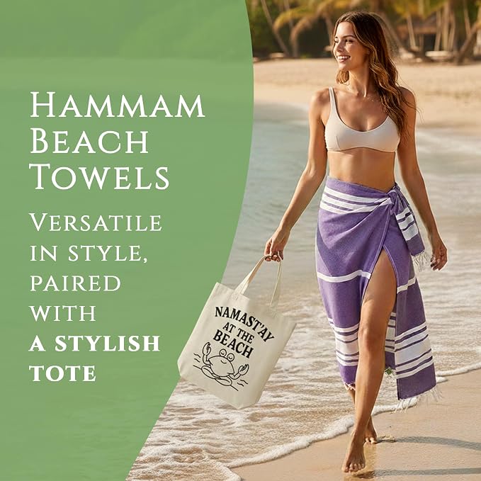Turkish Cotton Beach Towel Pack of 4 & 1 Boho Tote Bag - Image 2