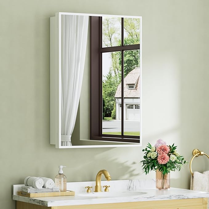 Buruis 20" x 28" Framed Medicine Cabinet by KeepYourBathroomKitchenandHomeOrganized
