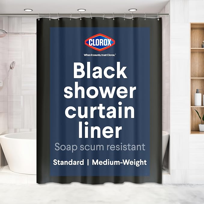 CLOROX Shower Curtain Liner, Premium Medium Weight Flexible Waterproof 6g PEVA by Clorox
