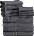 Mosobam Luxury Turkish 12pc Towel Set 30X58 16X30 13X13 Charcoal Gray 700 GSM by Mosobam