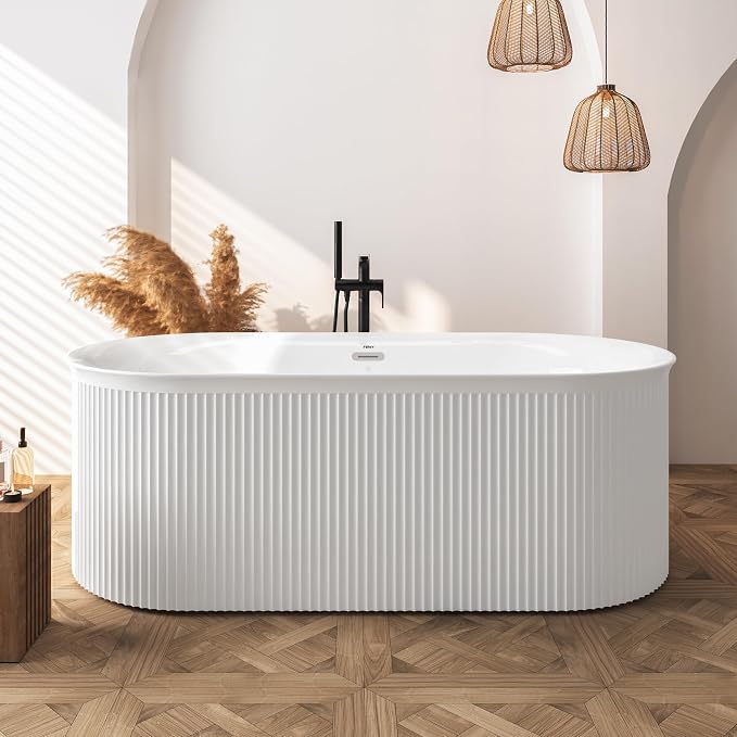 FerdY Nami 67" Acrylic Freestanding Bathtub, V Shape Freestanding Soaking by FerdY